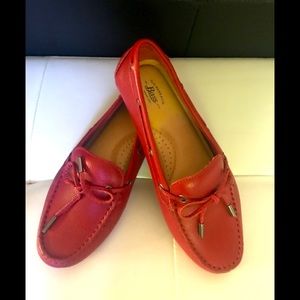 SOLD— Bass red driving shoes, sz 8, gently used